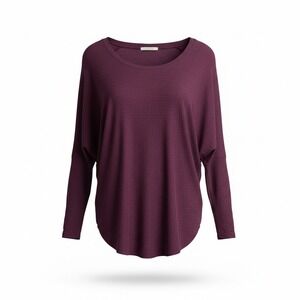 Natural Life Women Sweater Plum‎ Purple M Heathered Dolman Sleeve Relaxed Knit